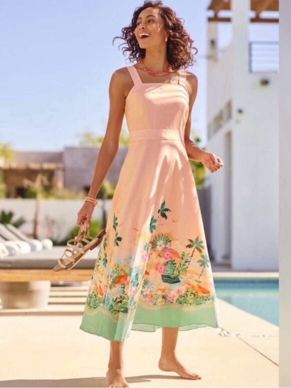 Talbots Horizon Linen Maxi Dress Size 2P
